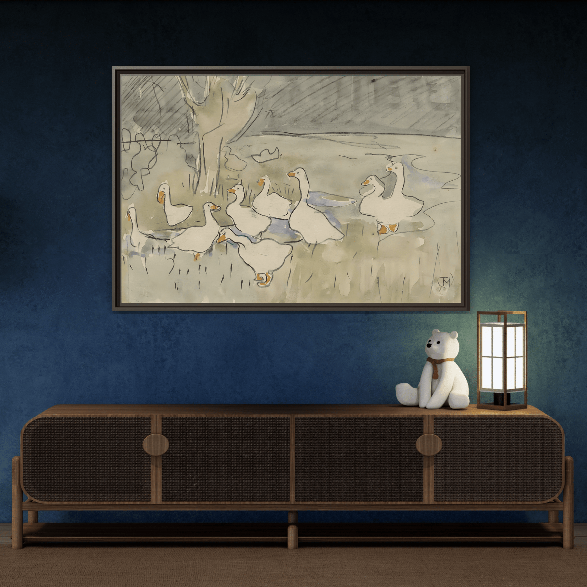 Goose Kids Room Canvas Art Print - Animal Home Decor Wall Art Framed