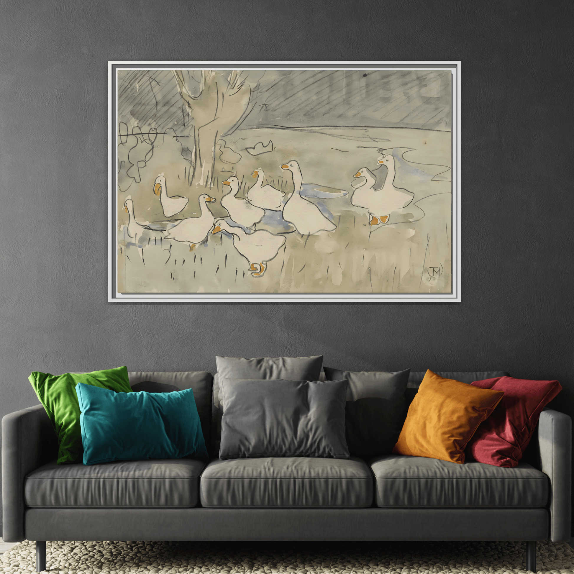 Goose Kids Room Canvas Art Print - Animal Home Decor Wall Art Framed
