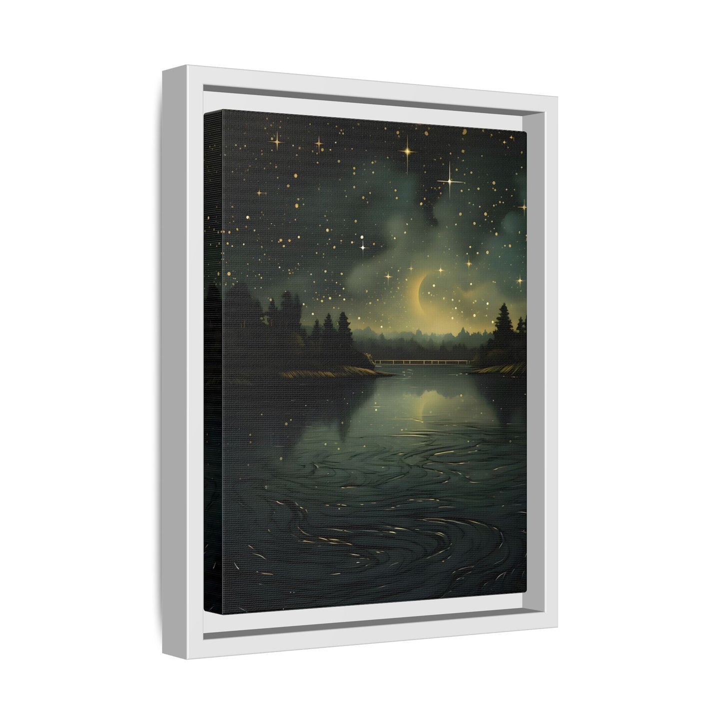 Gothic Dark Green Skies River Framed Wall Art Canvas Prints