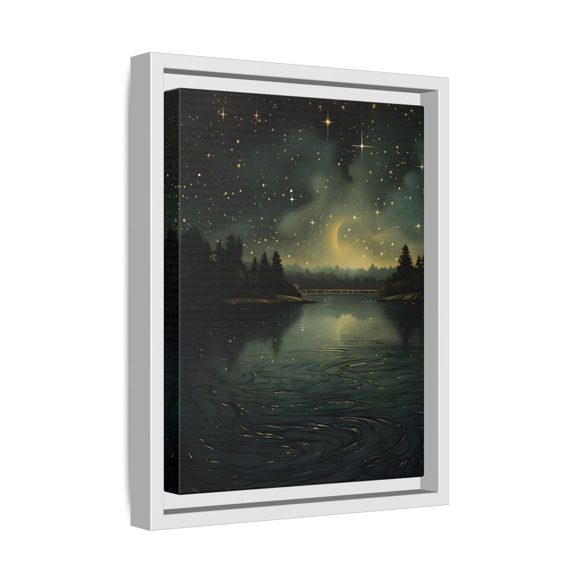 Gothic Dark Green Skies River Framed Wall Art Canvas Prints