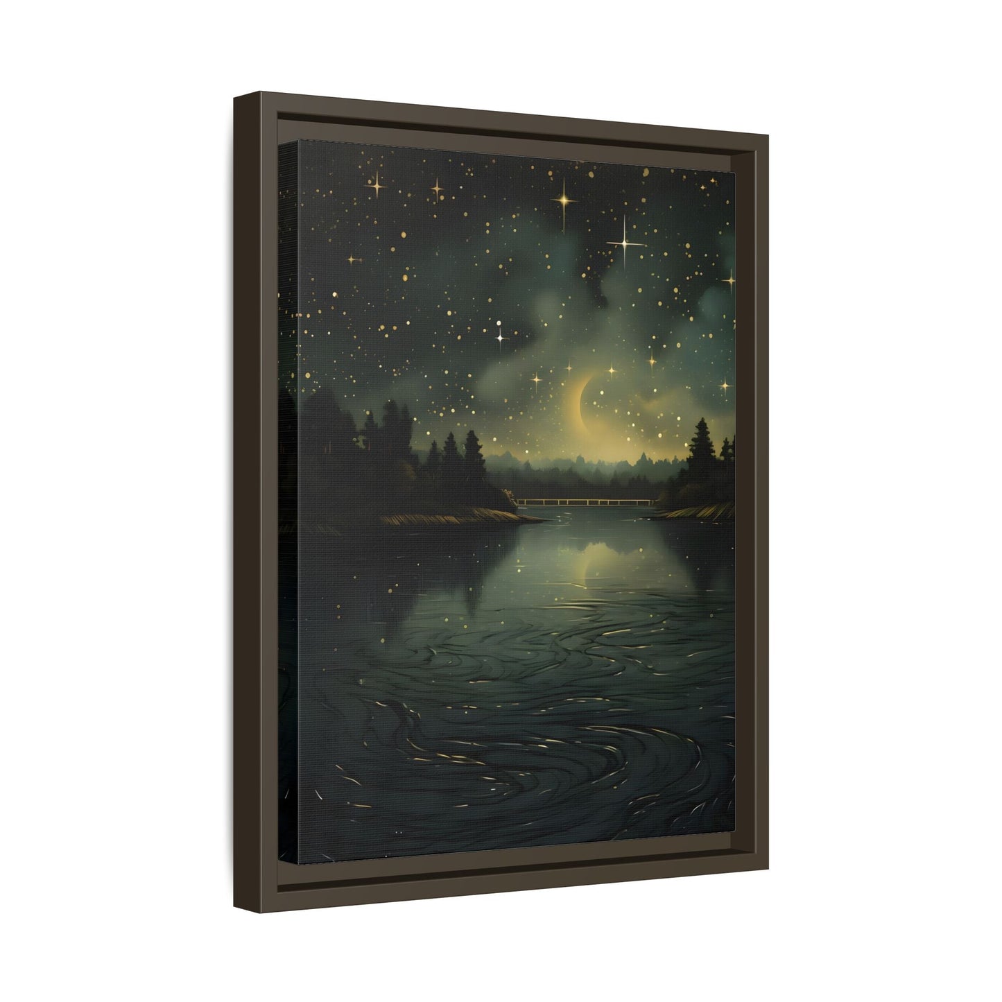 Gothic Dark Green Skies River Framed Wall Art Canvas Prints