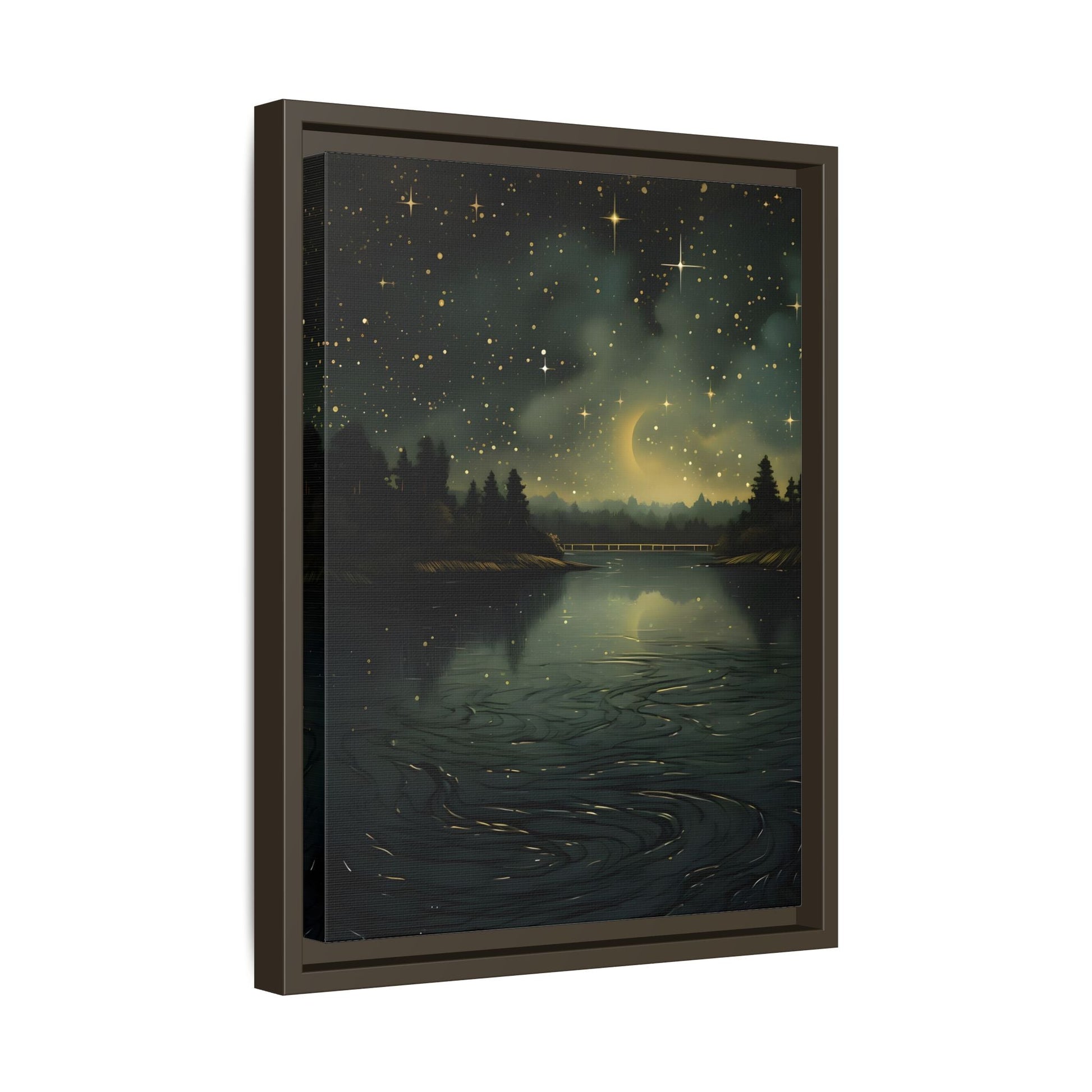 Gothic Dark Green Skies River Framed Wall Art Canvas Prints