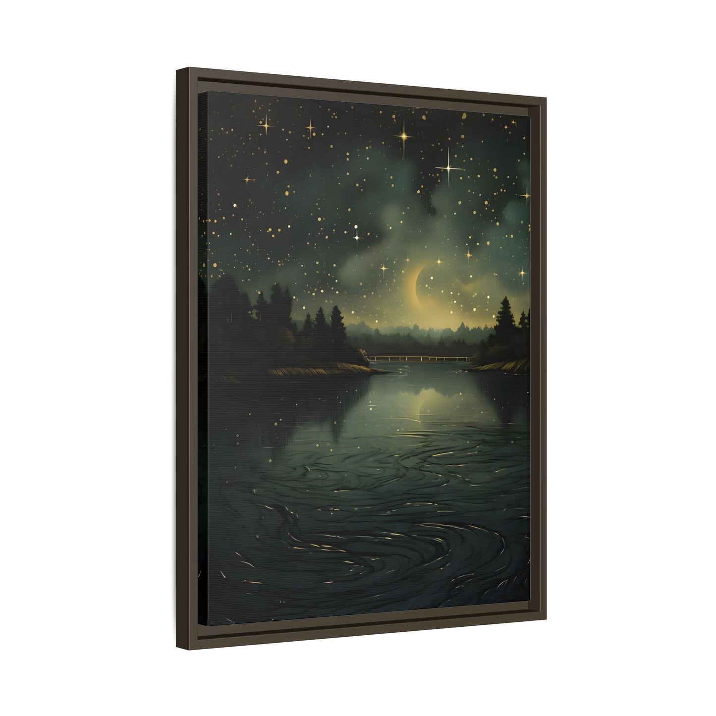 Gothic Dark Green Skies River Framed Wall Art Canvas Prints