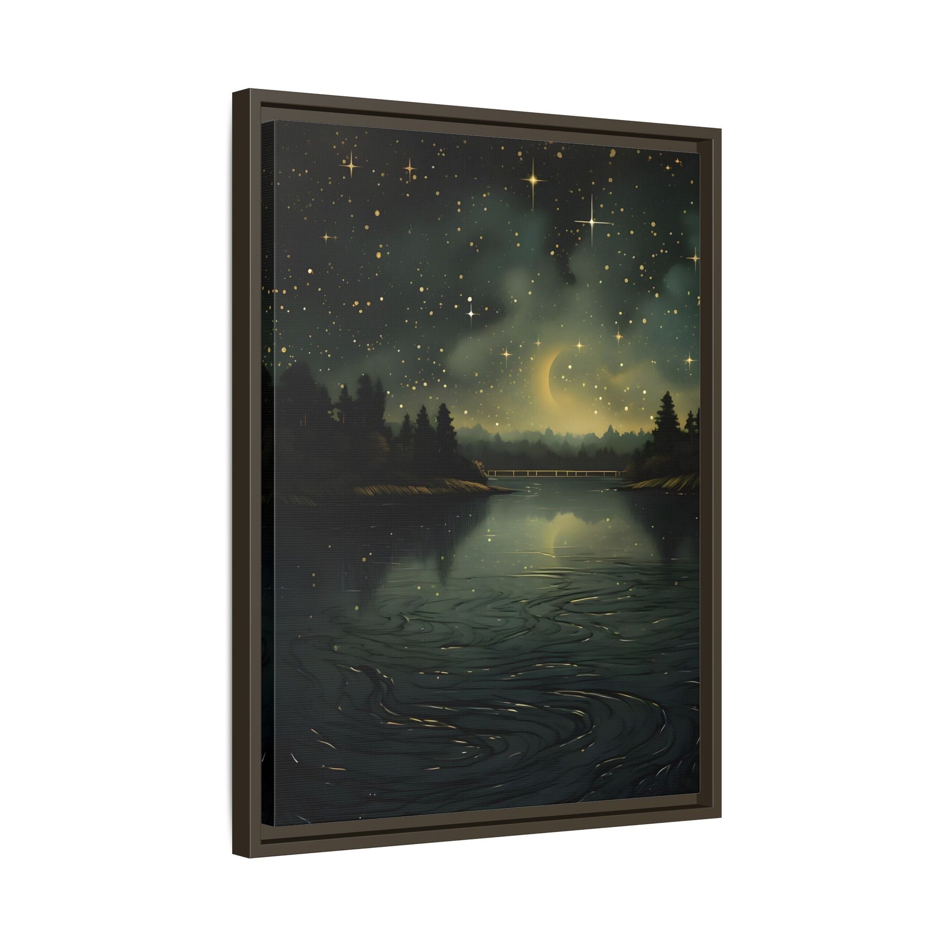Gothic Dark Green Skies River Framed Wall Art Canvas Prints