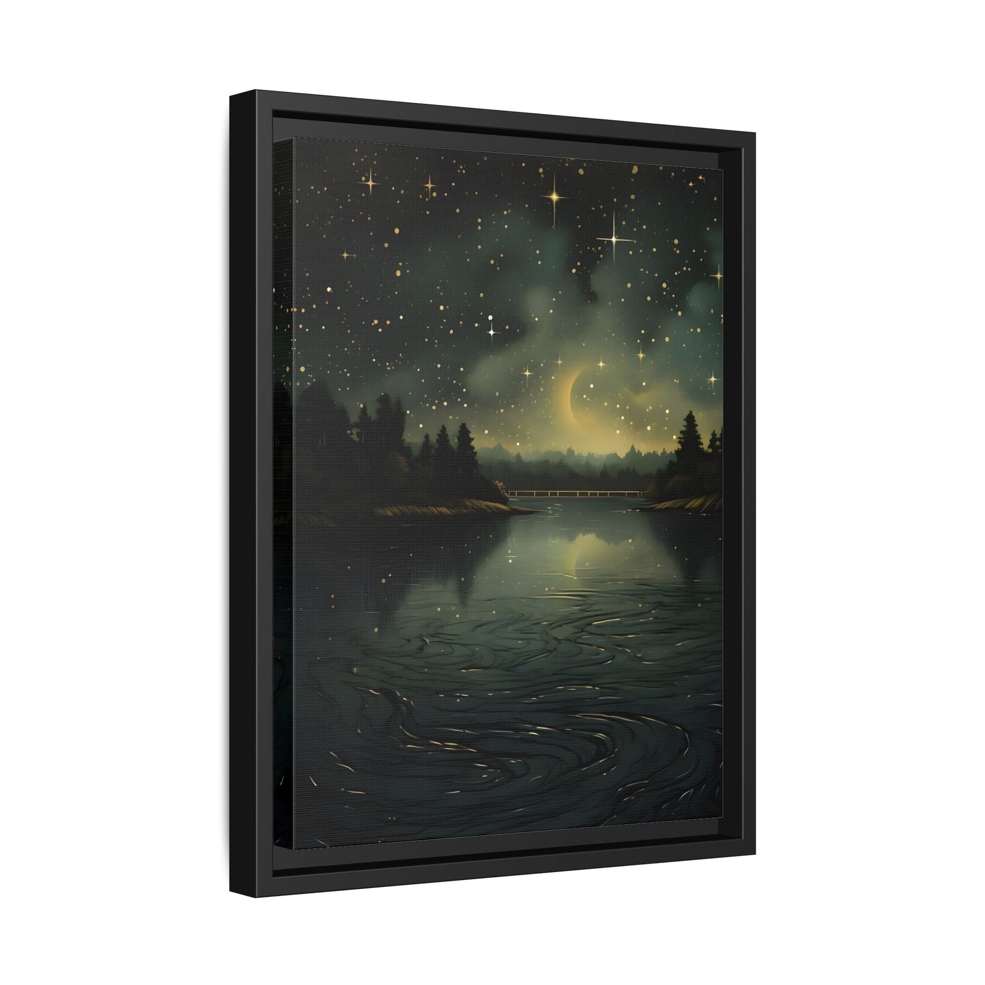 Gothic Dark Green Skies River Framed Wall Art Canvas Prints