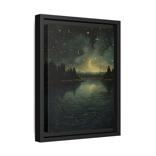 Gothic Dark Green Skies River Framed Wall Art Canvas Prints