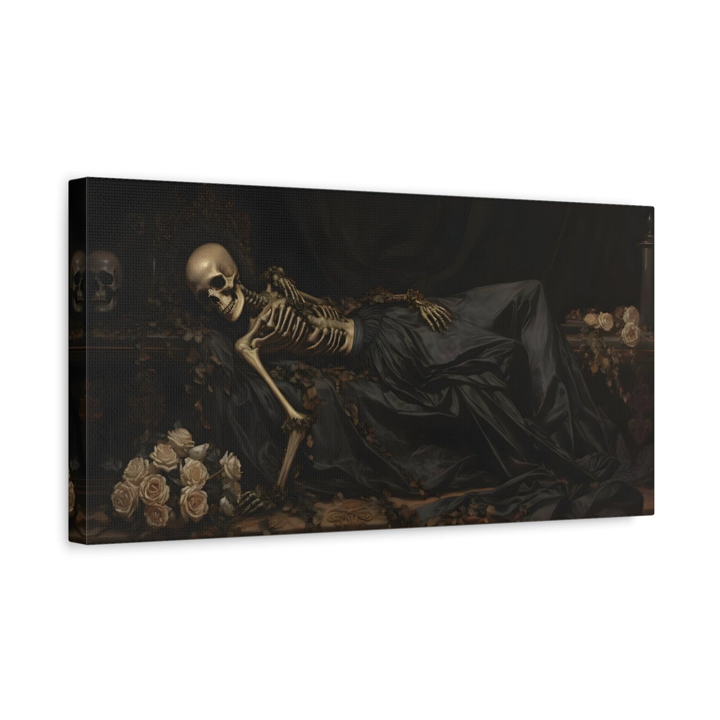 Gothic Skeleton Canvas Art - Creepy Dark Victorian Halloween Wall Decor