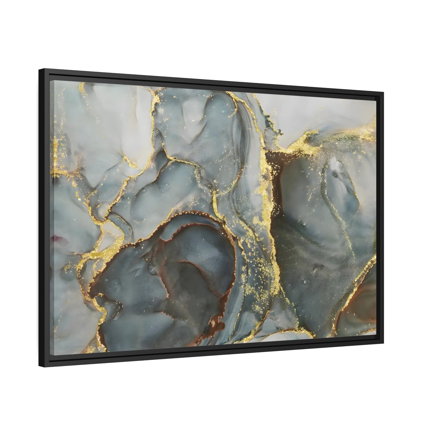 Green Gold Marble Fashion Wall Art Canvas Print - Modern Abstract Artwork in Frame