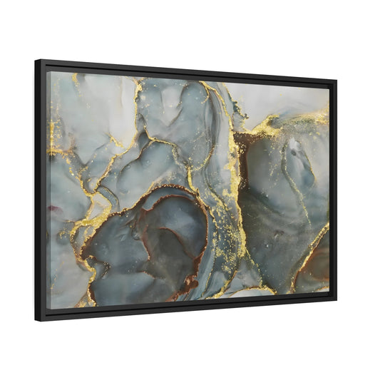 Green Gold Marble Fashion Wall Art Canvas Print - Modern Abstract Artwork in Frame