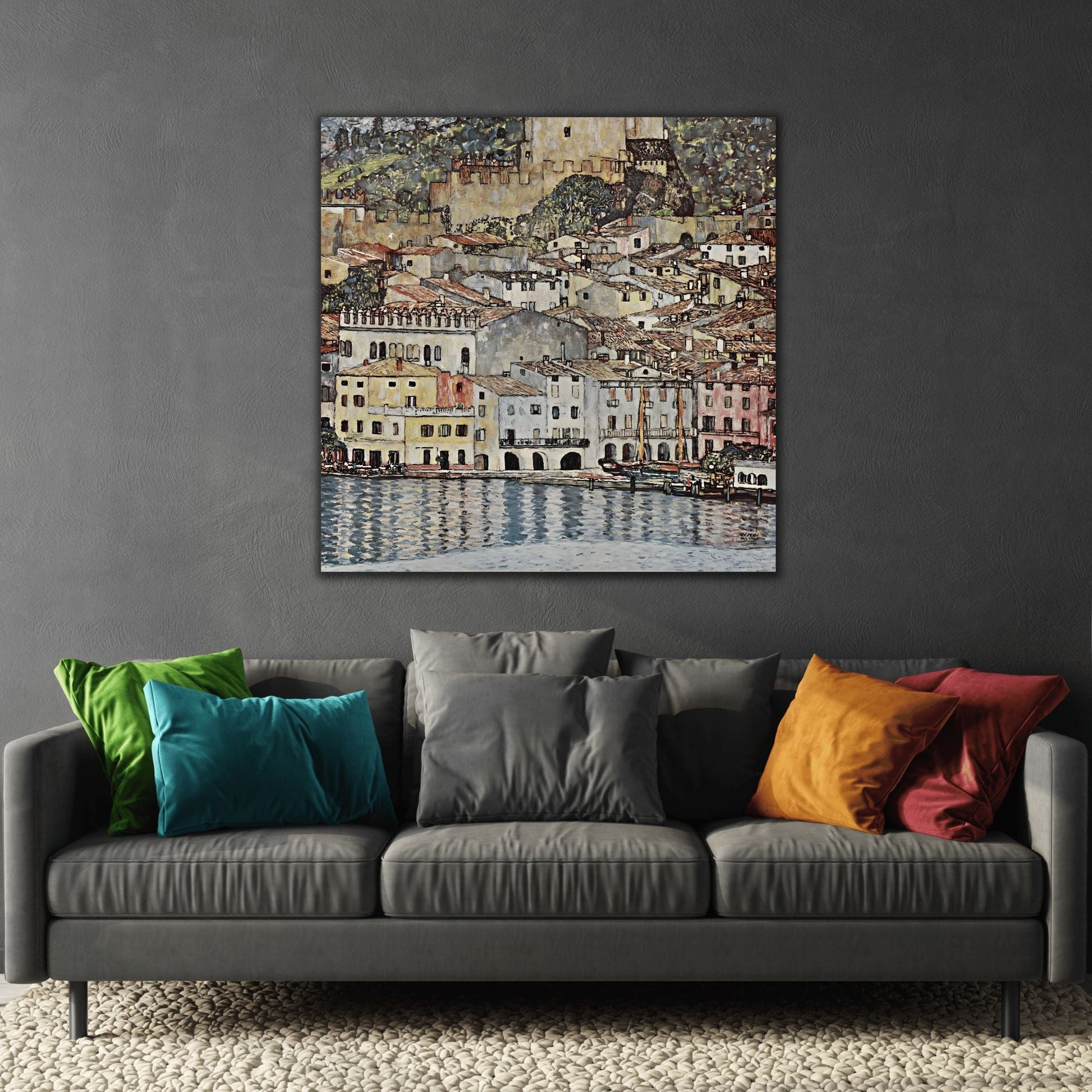 Gustav Klimt Austrian Lake Garda Canvas Print - Colorful Wall Art