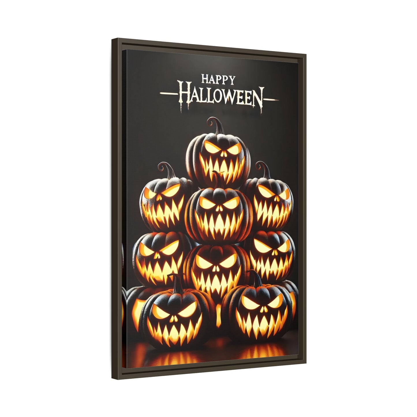 Halloween Pumpkin Wall Art - Framed Spooky Canvas Festive Decor