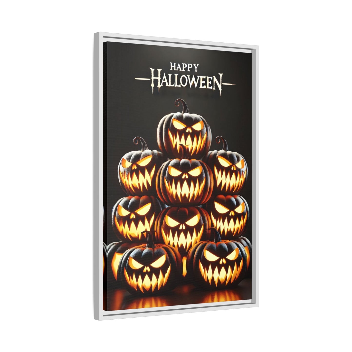 Halloween Pumpkin Wall Art - Framed Spooky Canvas Festive Decor