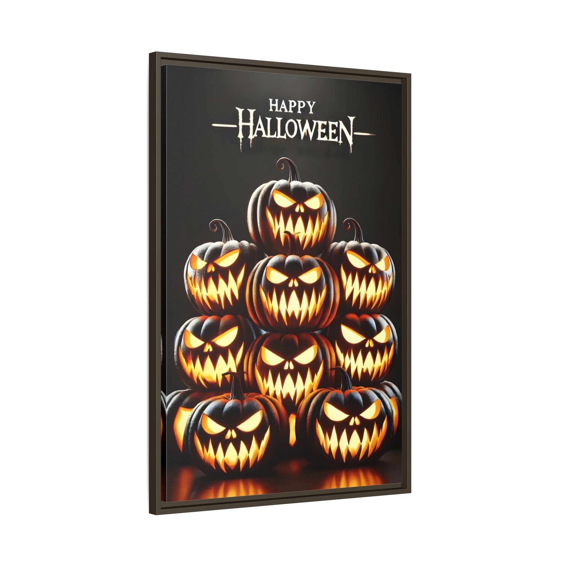 Halloween Pumpkin Wall Art - Framed Spooky Canvas Festive Decor