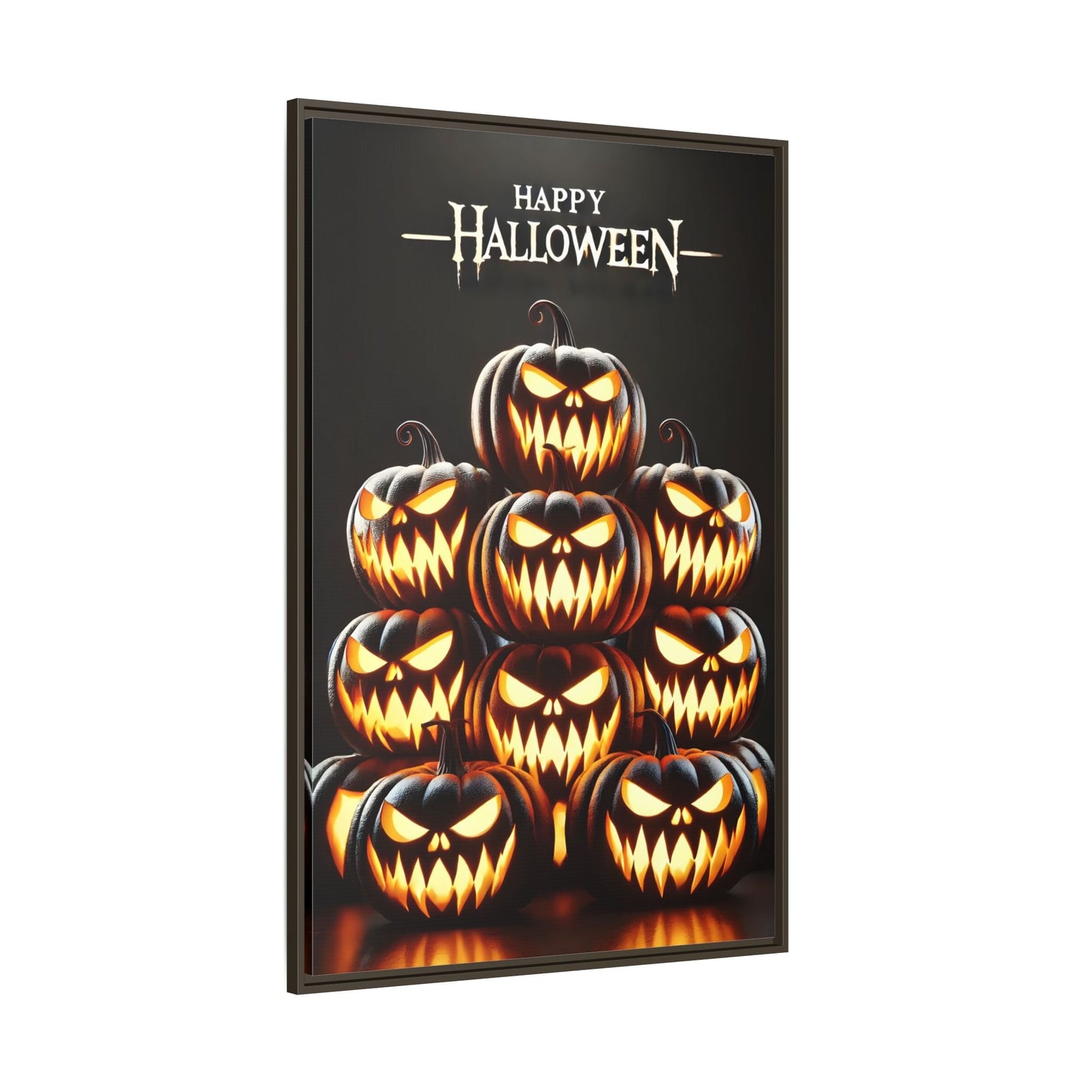 Halloween Pumpkin Wall Art - Framed Spooky Canvas Festive Decor