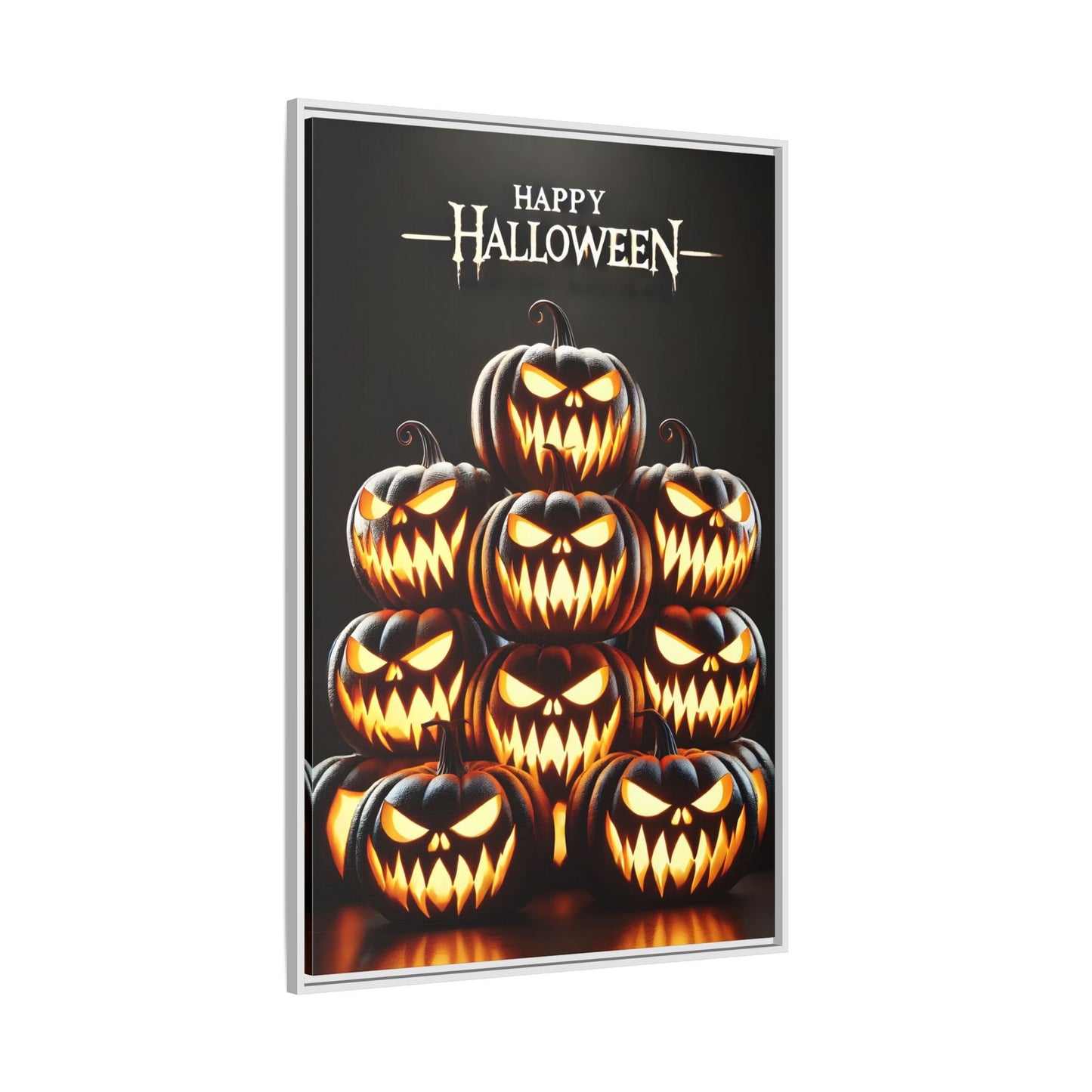 Halloween Pumpkin Wall Art - Framed Spooky Canvas Festive Decor