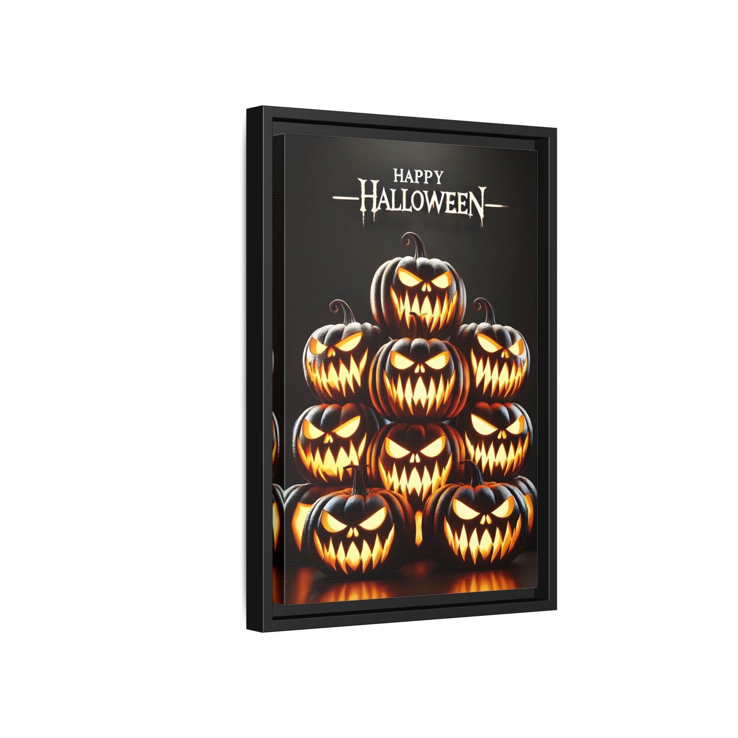 Halloween Pumpkin Wall Art - Framed Spooky Canvas Festive Decor