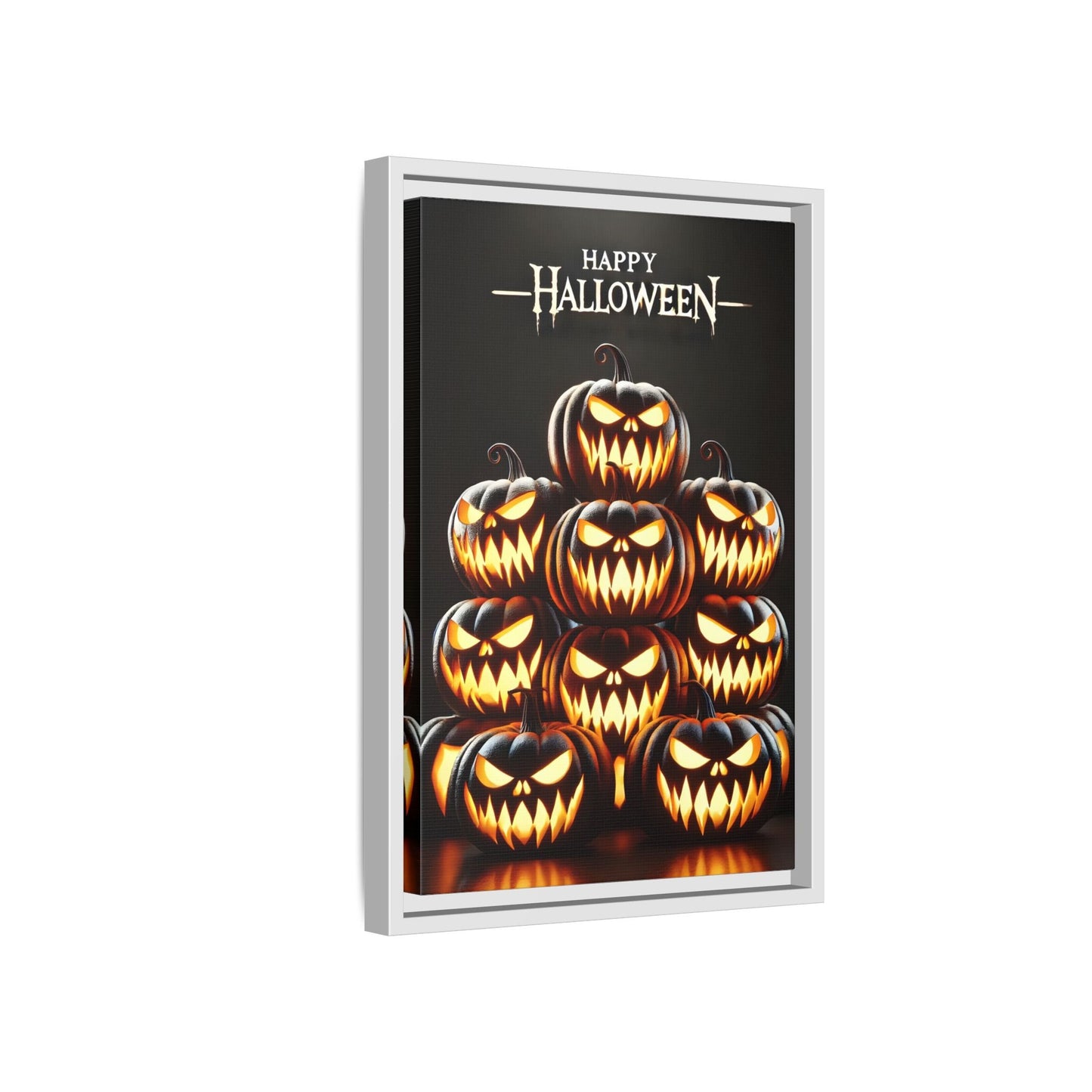 Halloween Pumpkin Wall Art - Framed Spooky Canvas Festive Decor