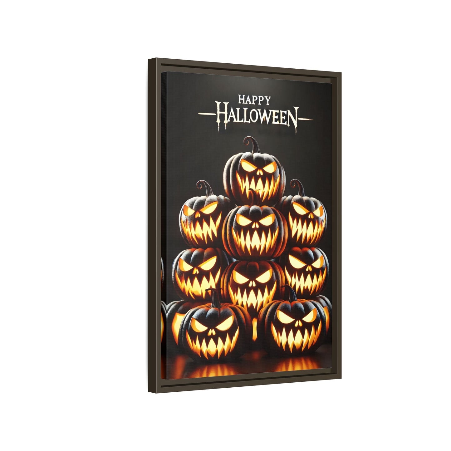 Halloween Pumpkin Wall Art - Framed Spooky Canvas Festive Decor