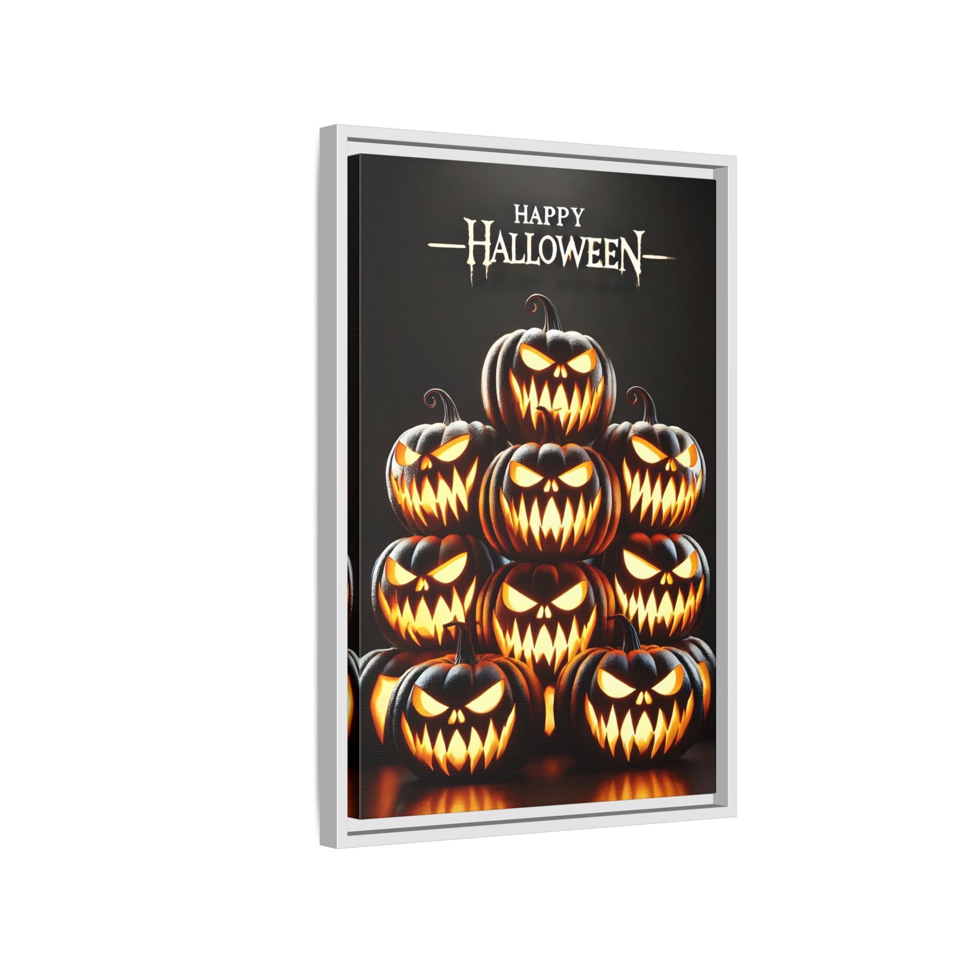 Halloween Pumpkin Wall Art - Framed Spooky Canvas Festive Decor