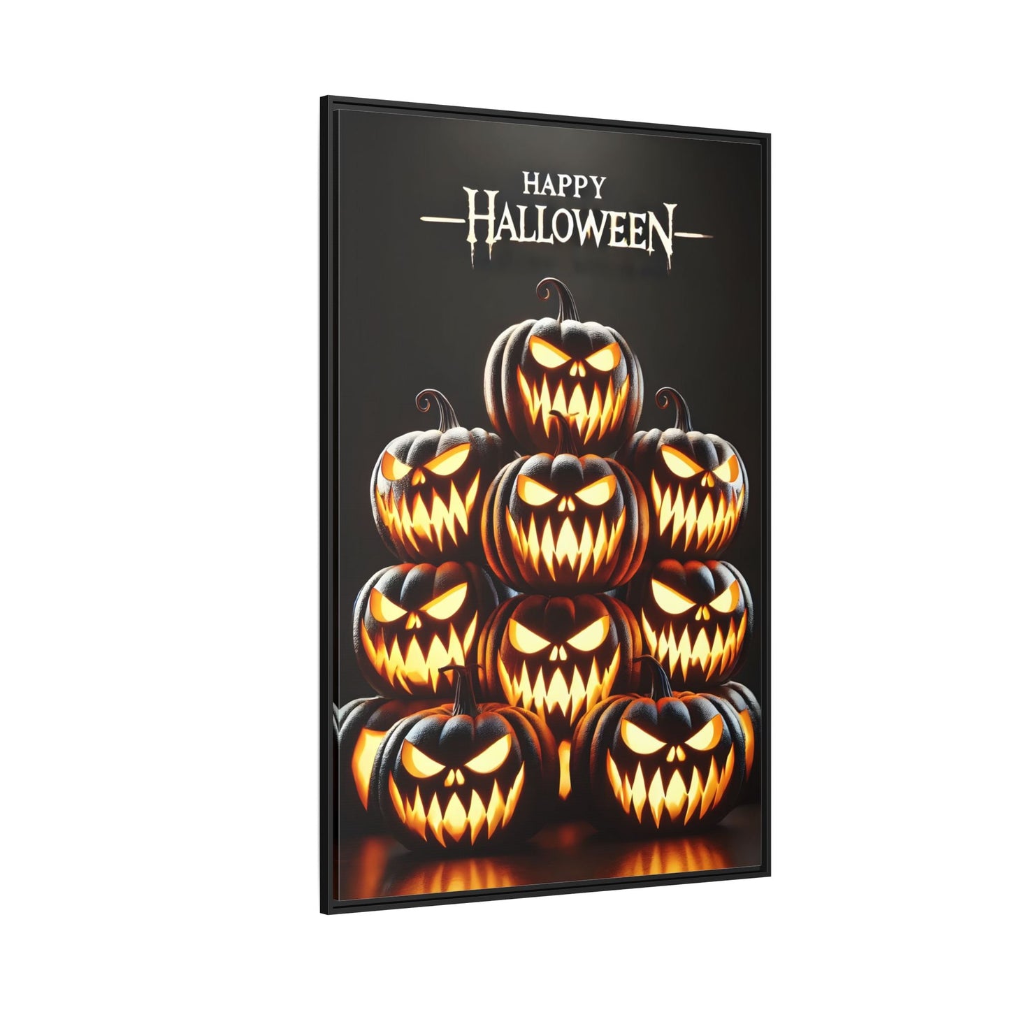 Halloween Pumpkin Wall Art - Framed Spooky Canvas Festive Decor