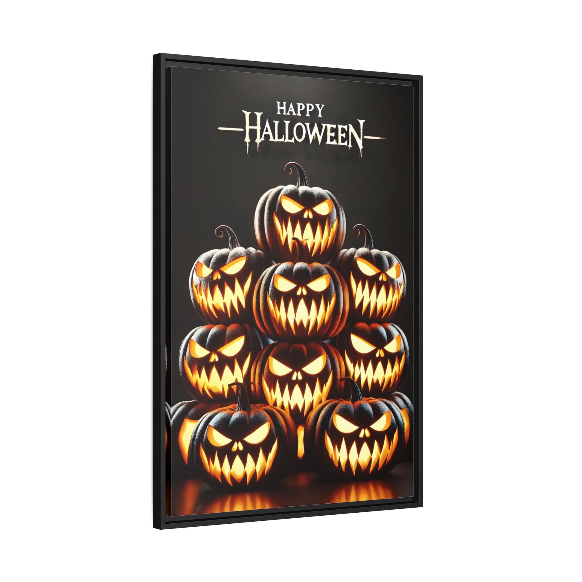 Halloween Pumpkin Wall Art - Framed Spooky Canvas Festive Decor