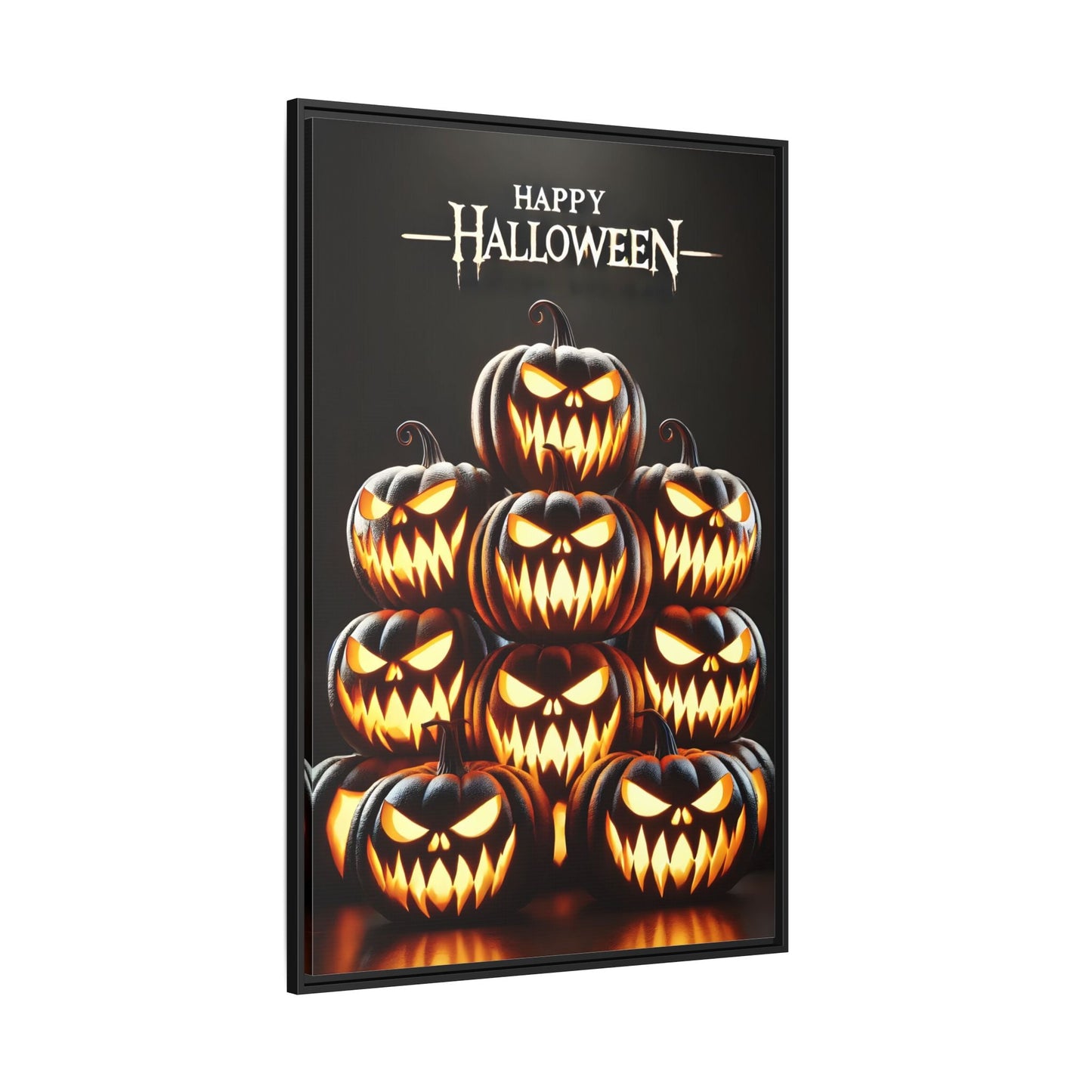 Halloween Pumpkin Wall Art - Framed Spooky Canvas Festive Decor
