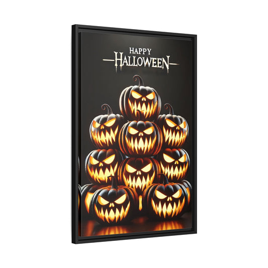 Halloween Pumpkin Wall Art - Framed Spooky Canvas Festive Decor
