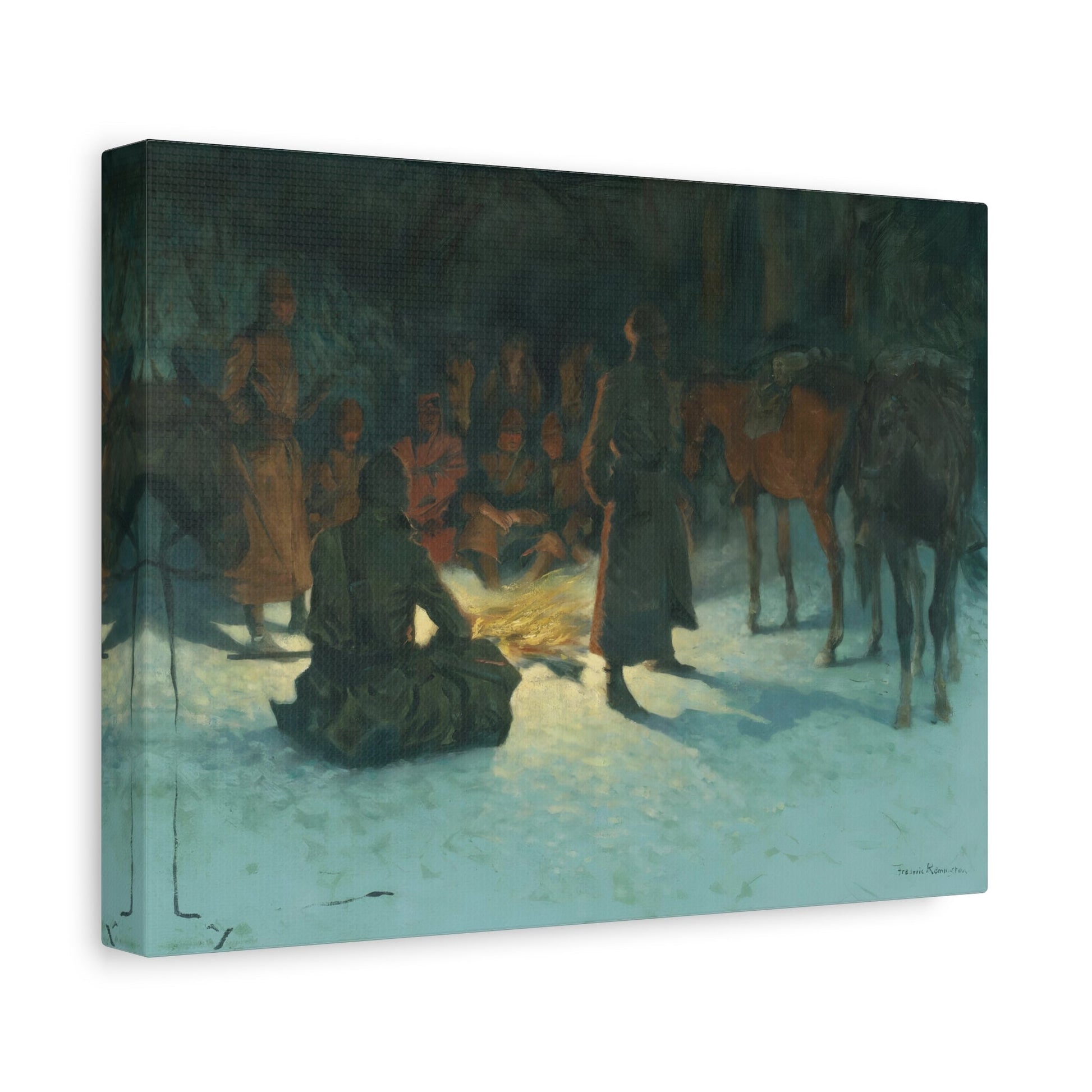 Halt in the Wilderness Canvas Print - Western Remington Wall Art