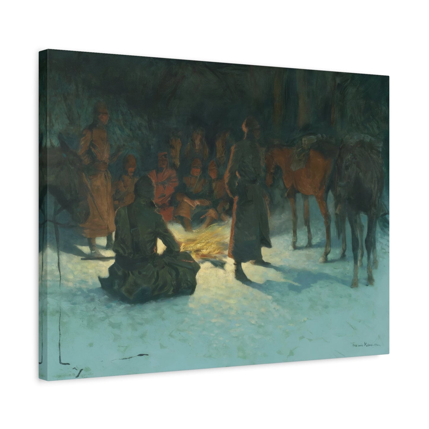 Halt in the Wilderness Canvas Print - Western Remington Wall Art