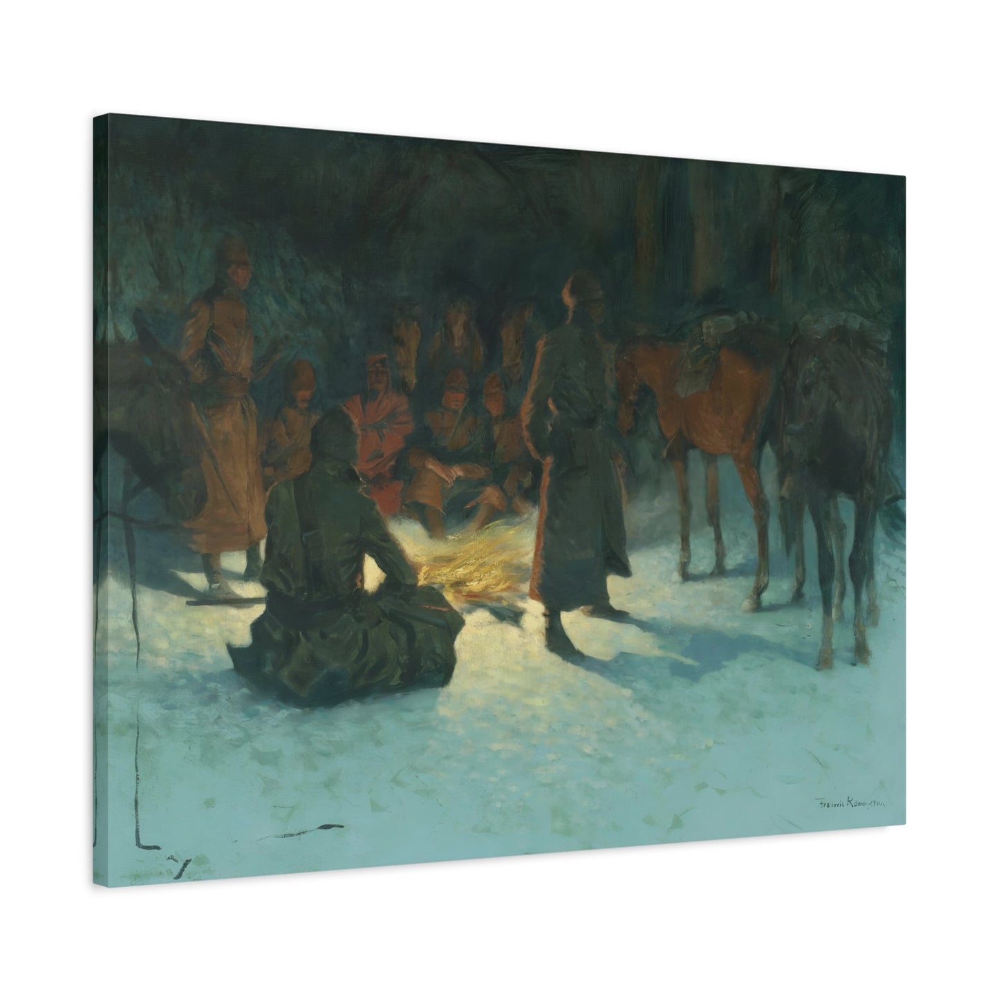 Halt in the Wilderness Canvas Print - Western Remington Wall Art