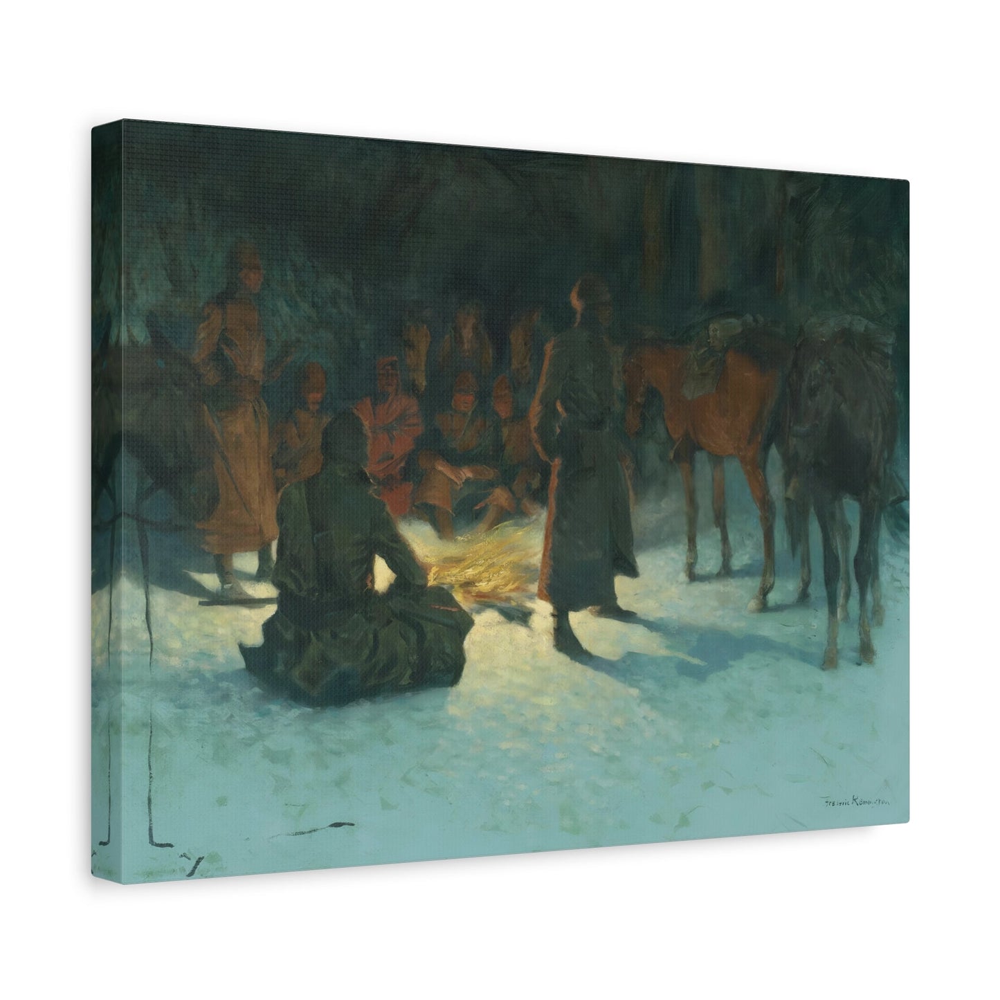 Halt in the Wilderness Canvas Print - Western Remington Wall Art