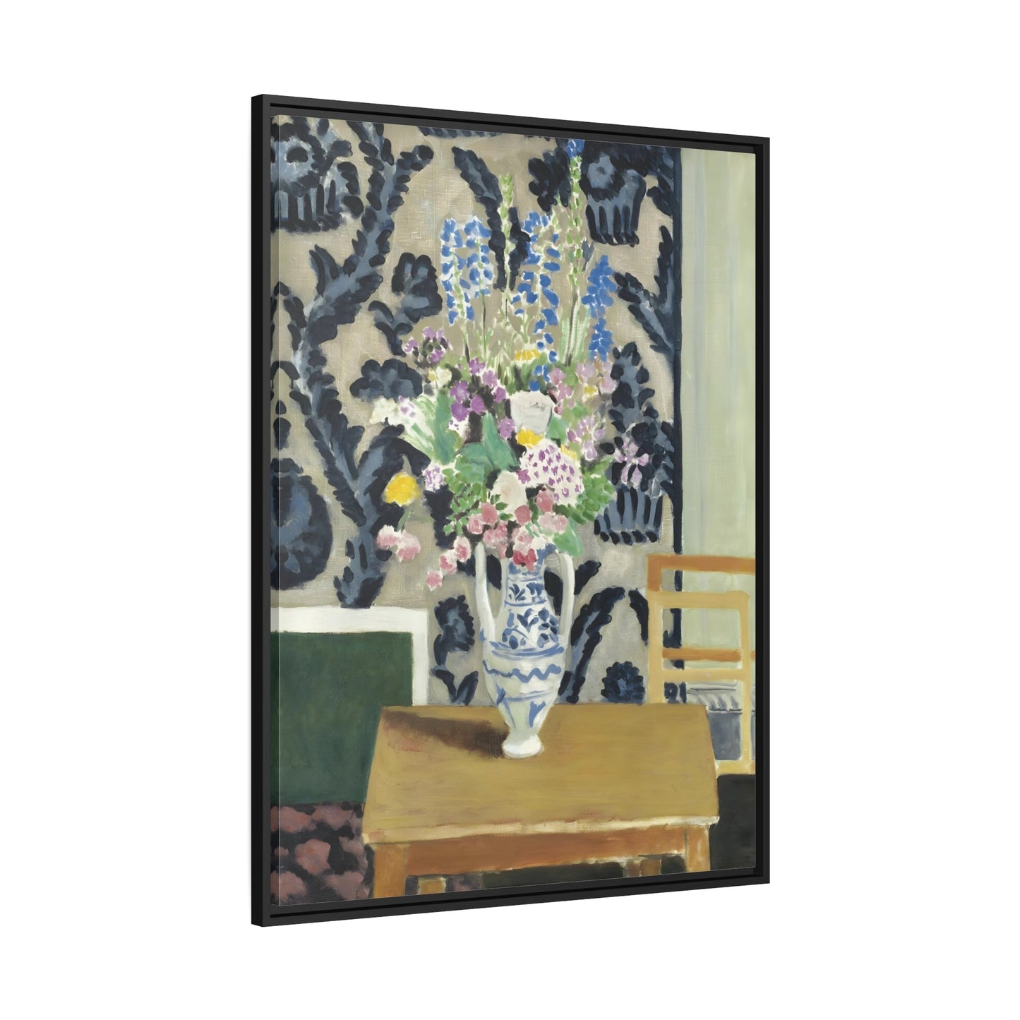 Henri Matisse Bouquet of Flowers for the Fourth of July - Framed Canvas Wall Art Painting Print in Black Frame