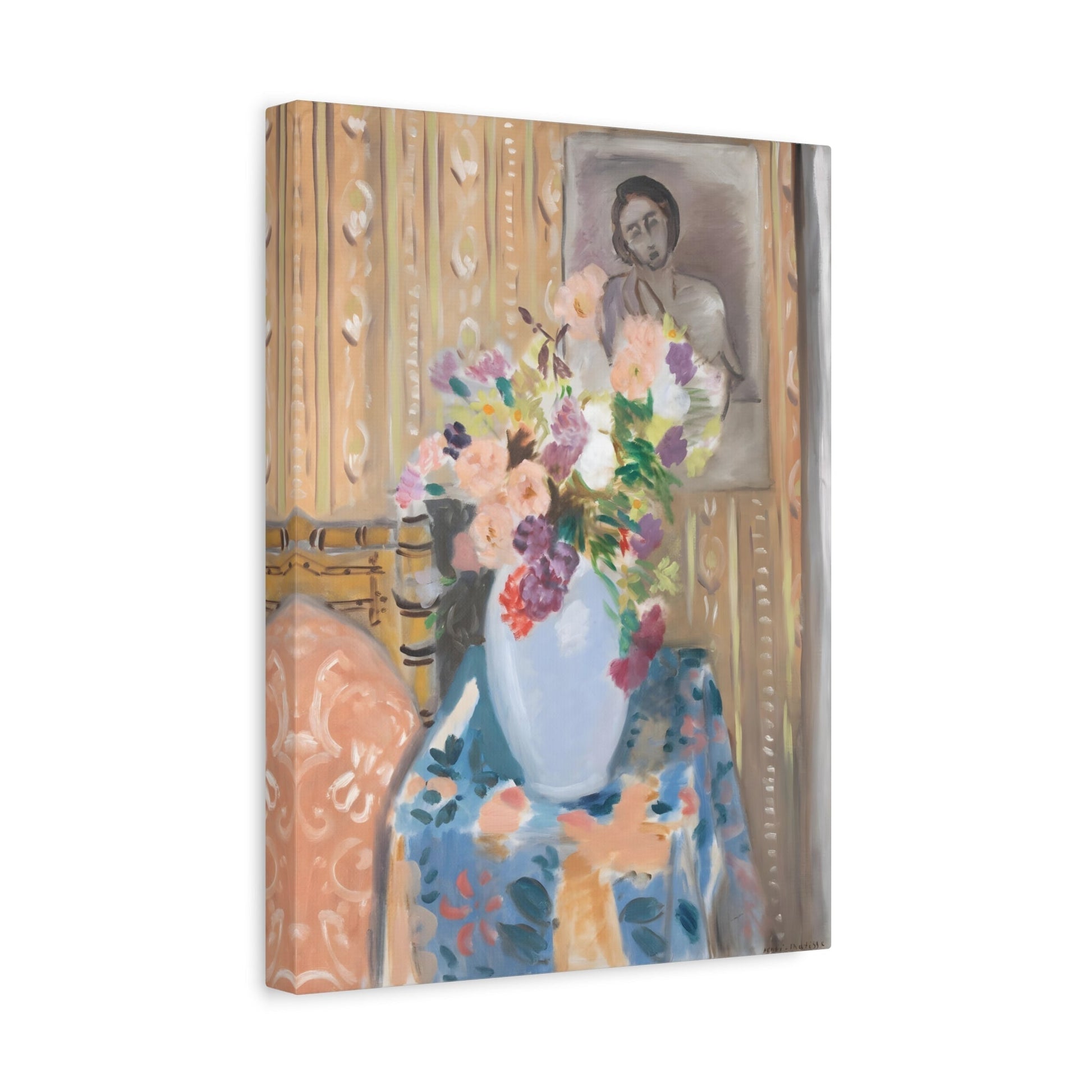 Henri Matisse Flowers in Front of a Portrait - Canvas Art Reproduction