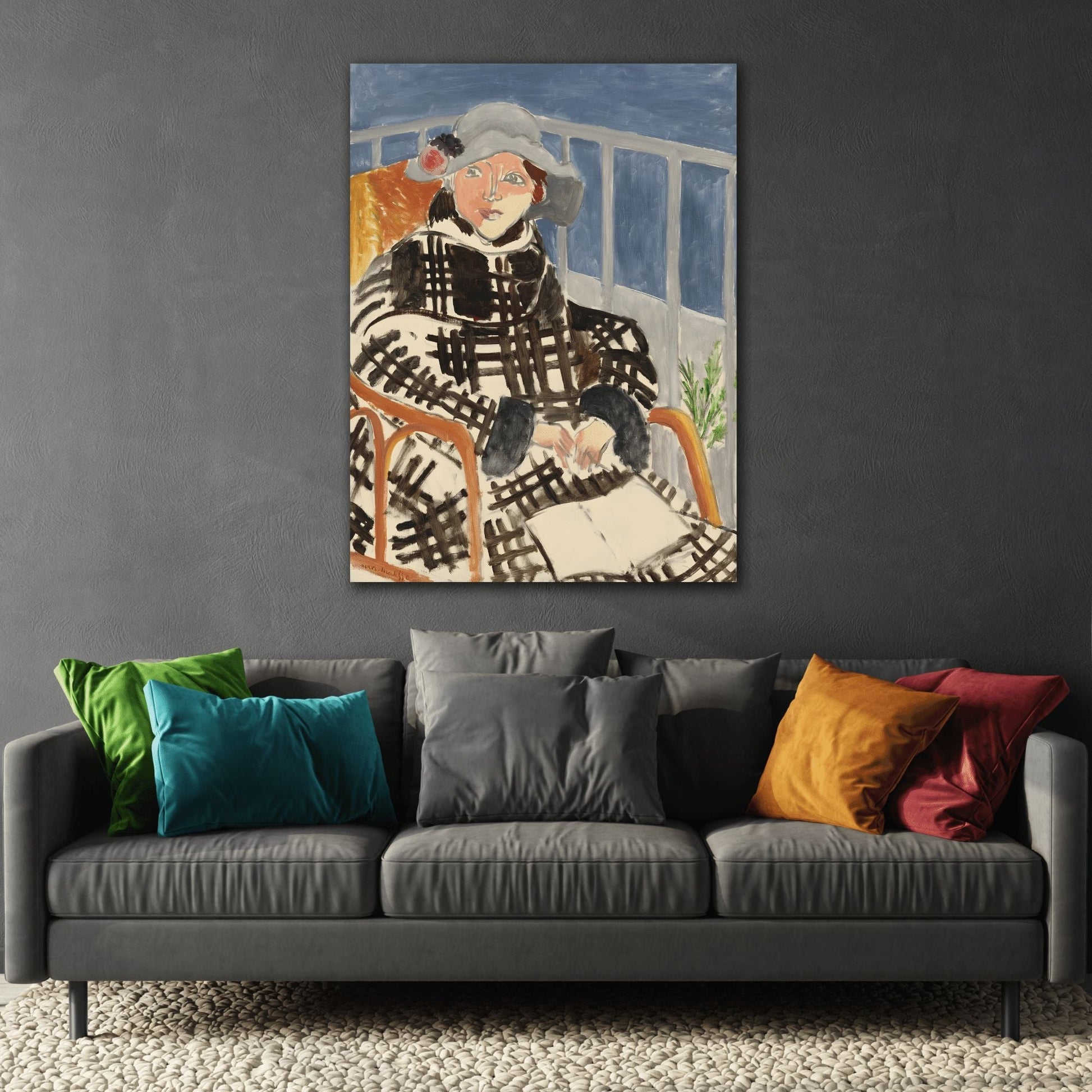 Henri Matisse Miss Matisse in a Tartan Coat - Canvas Art Reproduction