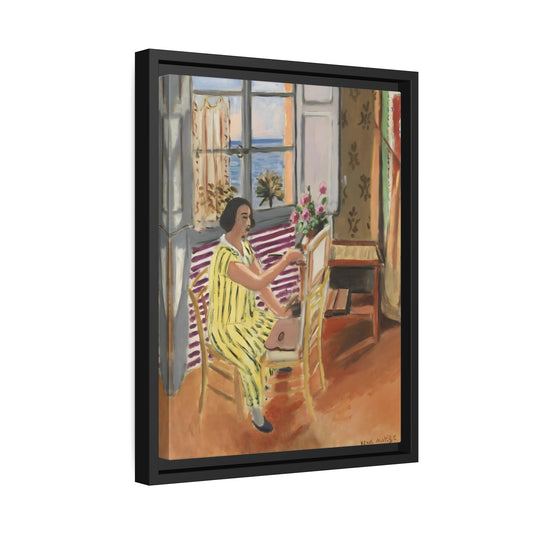 Henri Matisse Morning Session - Framed Colorful Canvas Wall Art Painting Print in Black Frame