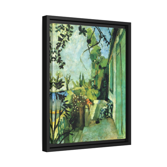 Henri Matisse Terrace St Tropez - Famous Artist Painting - Framed Canvas Wall Art Print in Black Pinewood Frame