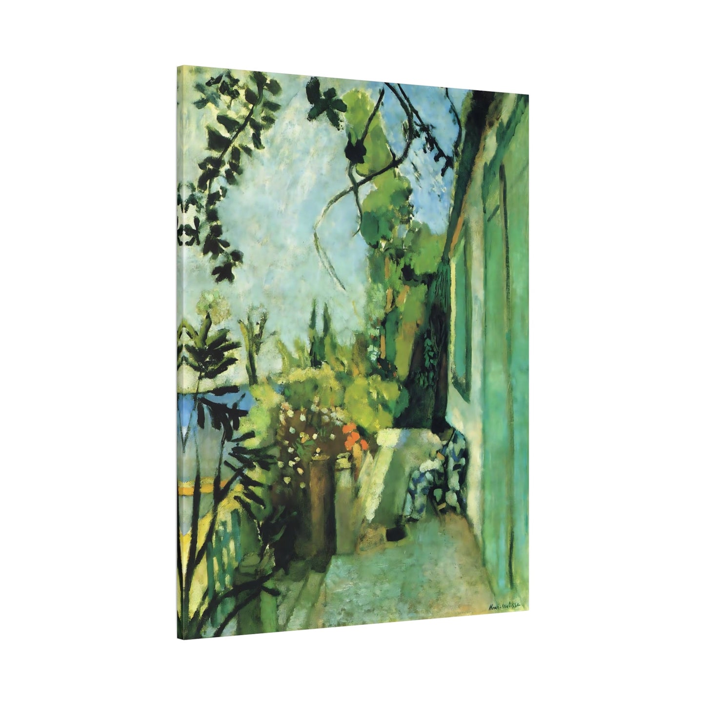 Henri Matisse The Terrace St Tropez Canvas Print - Green Wall Art
