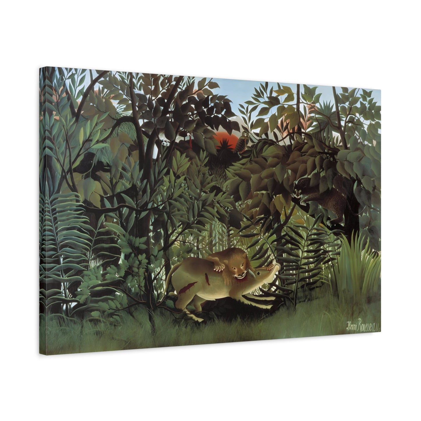 Henri Rousseau Hungry Lion Throws Itself on the Antelope - Canvas Wall Art Painting Print