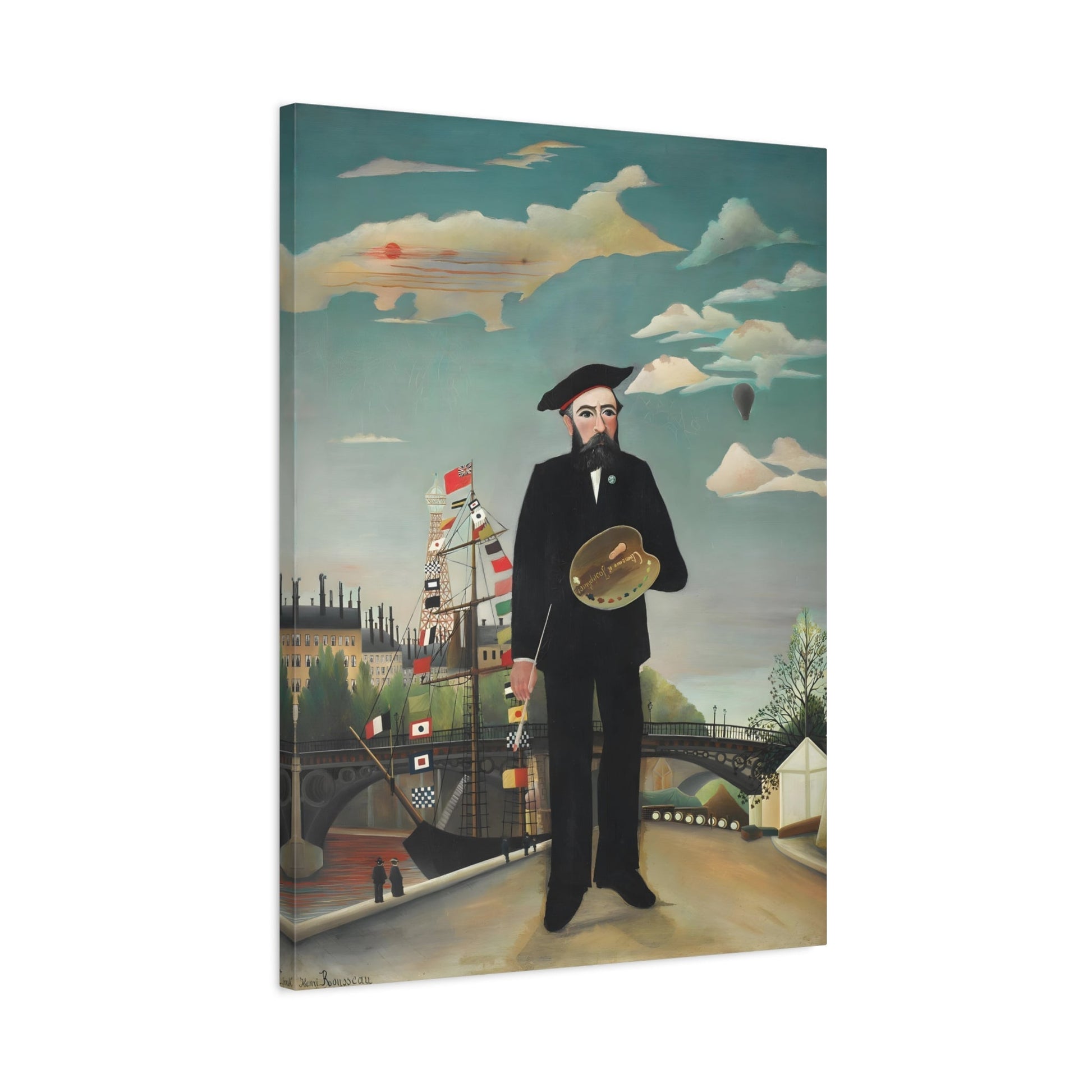 Henri Rousseau Self Portrait - Framed Canvas Wall Art Painting Print