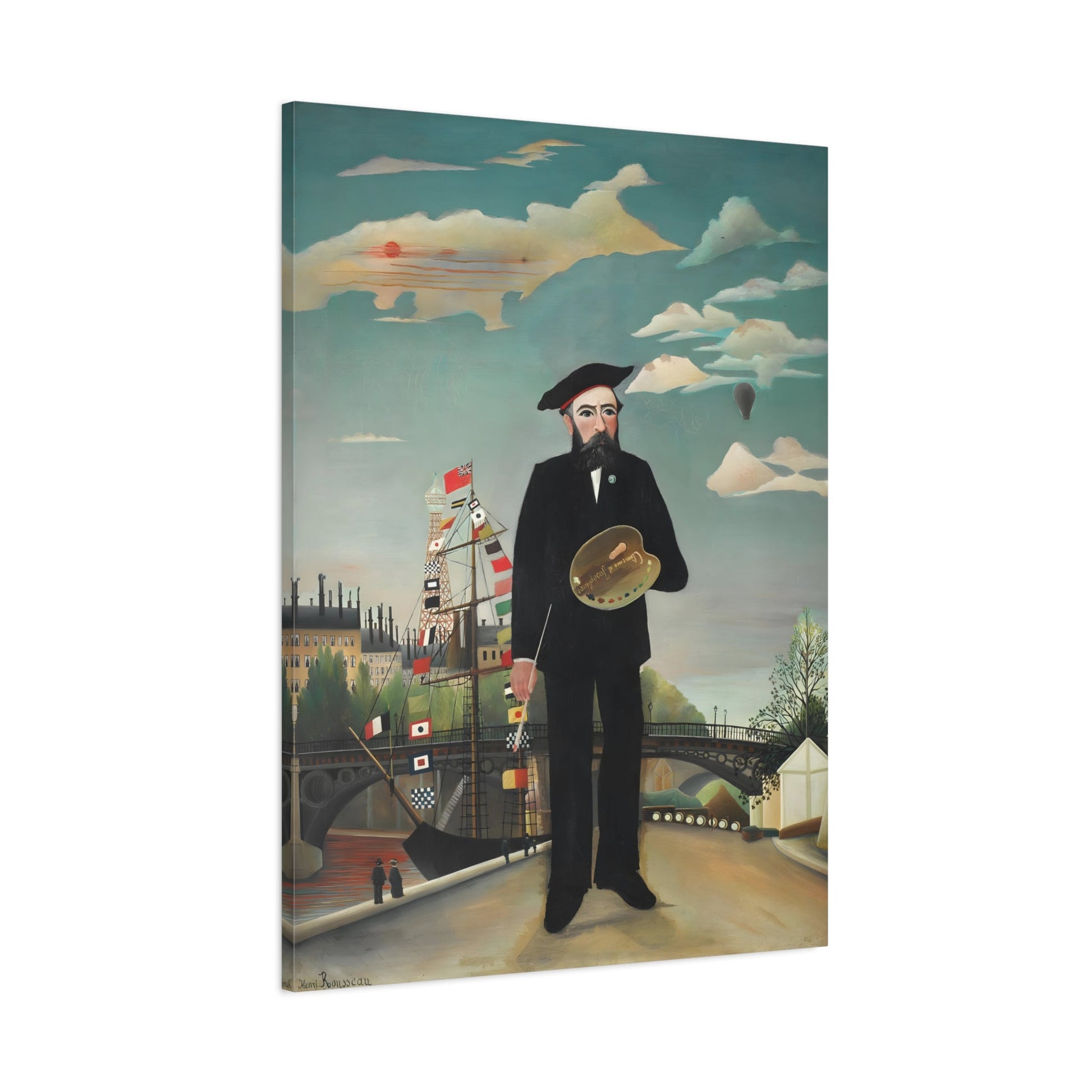 Henri Rousseau Self Portrait - Framed Canvas Wall Art Painting Print