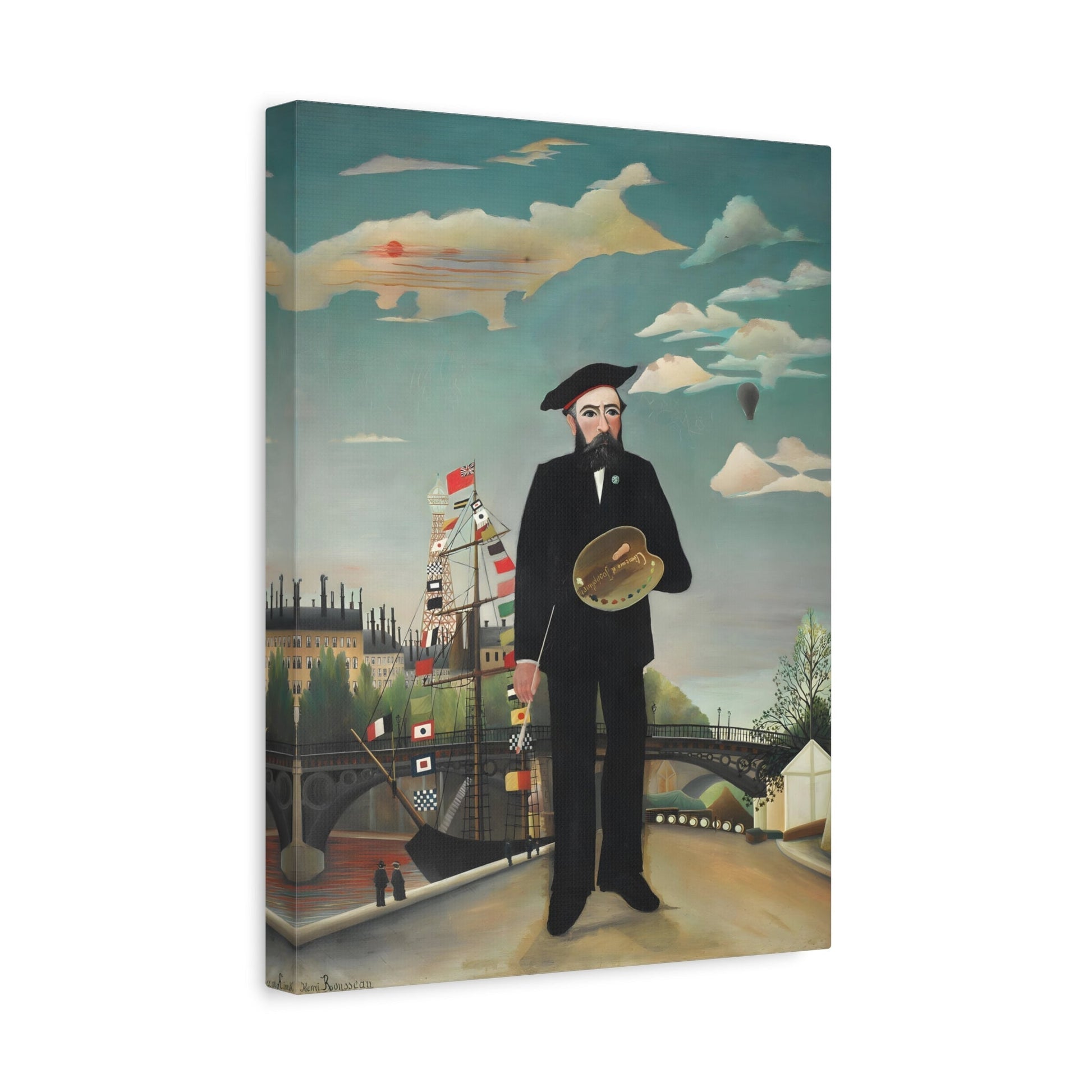 Henri Rousseau Self Portrait - Framed Canvas Wall Art Painting Print