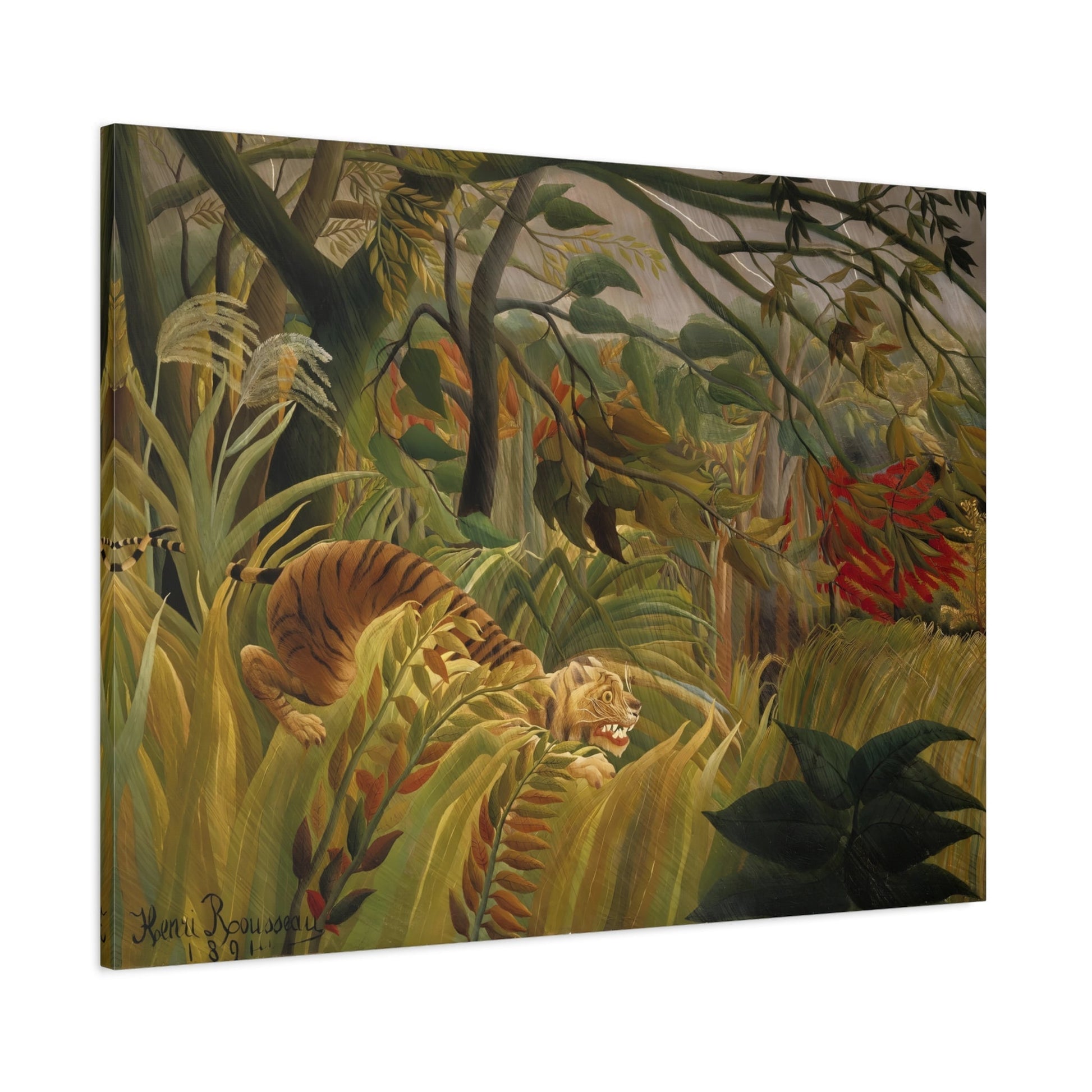 Henri Rousseau Tiger in a Tropical Storm - Animal Canvas Wall Art Print