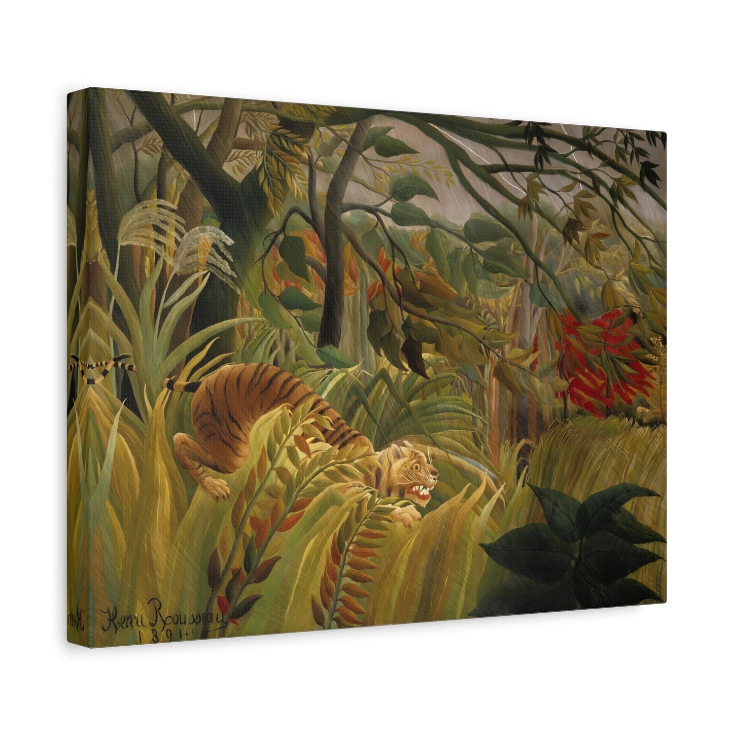 Henri Rousseau Tiger in a Tropical Storm - Animal Canvas Wall Art Print