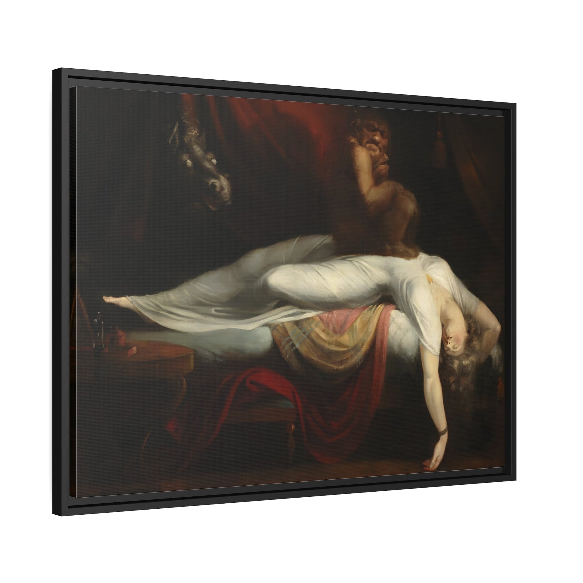 Henry Fuseli Nightmare - Framed Canvas Art Reproduction in Black Pinewood Frame