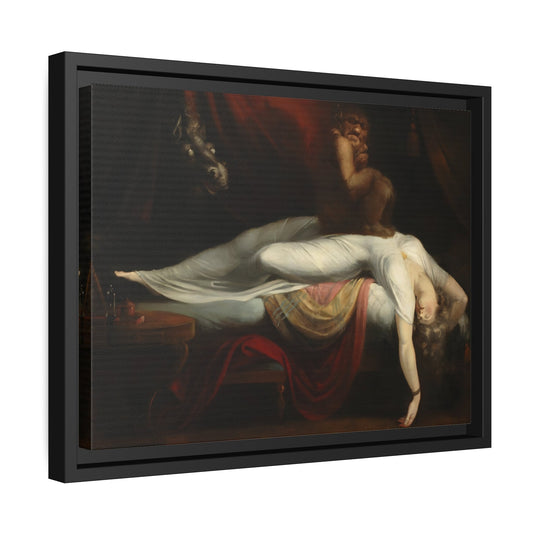 Henry Fuseli Nightmare - Framed Canvas Art Reproduction in Black Pinewood Frame