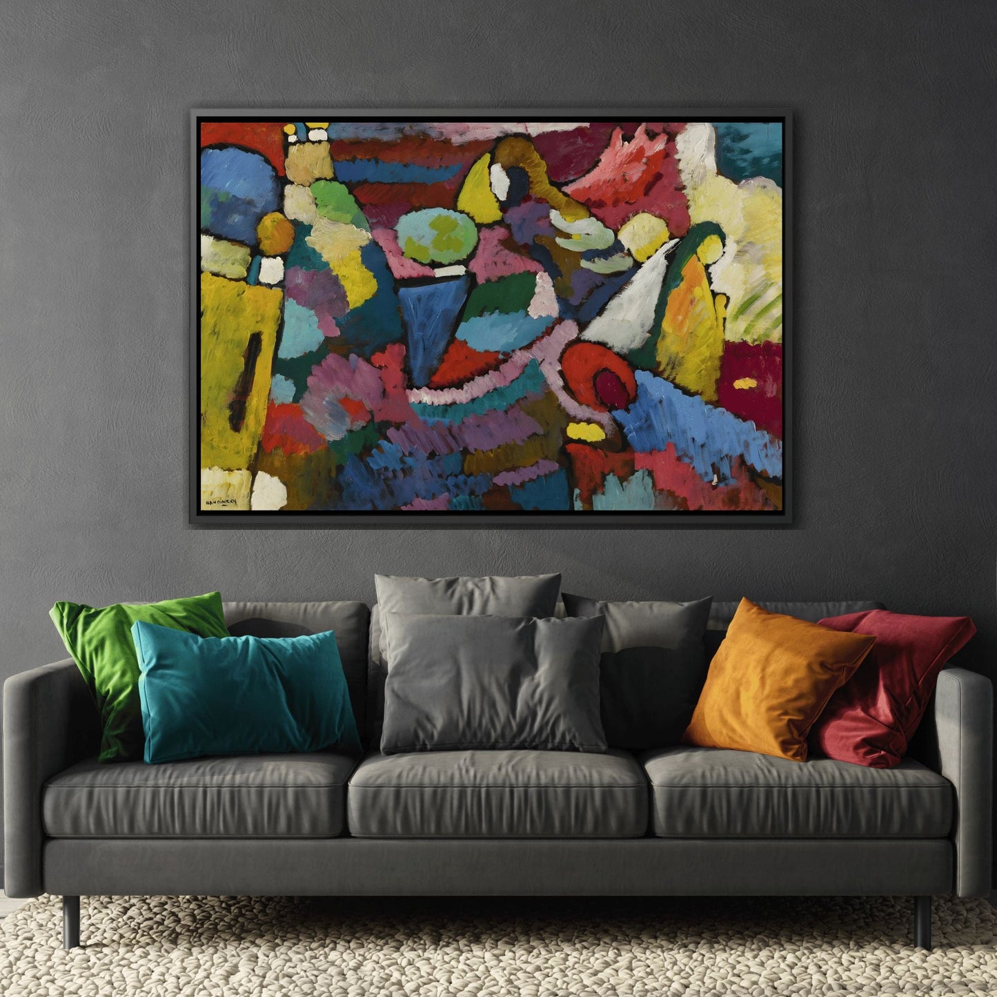 Improvisation on Mahogany - Framed Kandinsky Canvas Wall Art Print for Home Decor