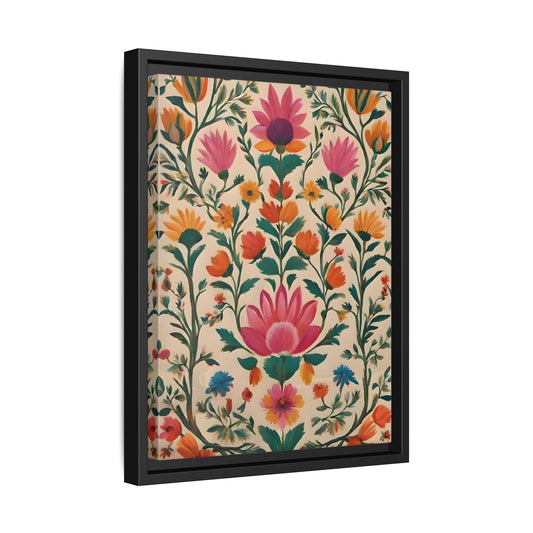 Indian Folk Wall Art Traditional Floral Framed Canvas Print