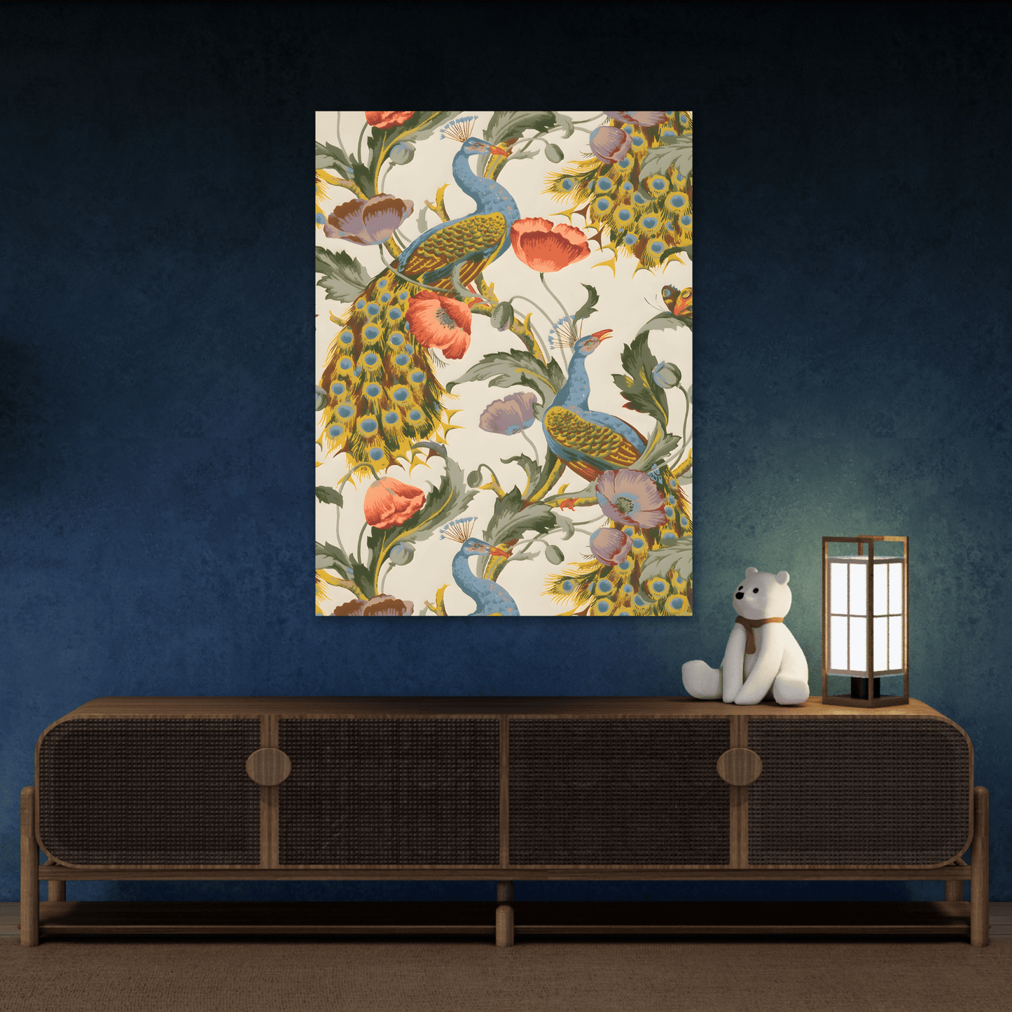 Indian Pichwai Vintage Floral Canvas Wall Art Print