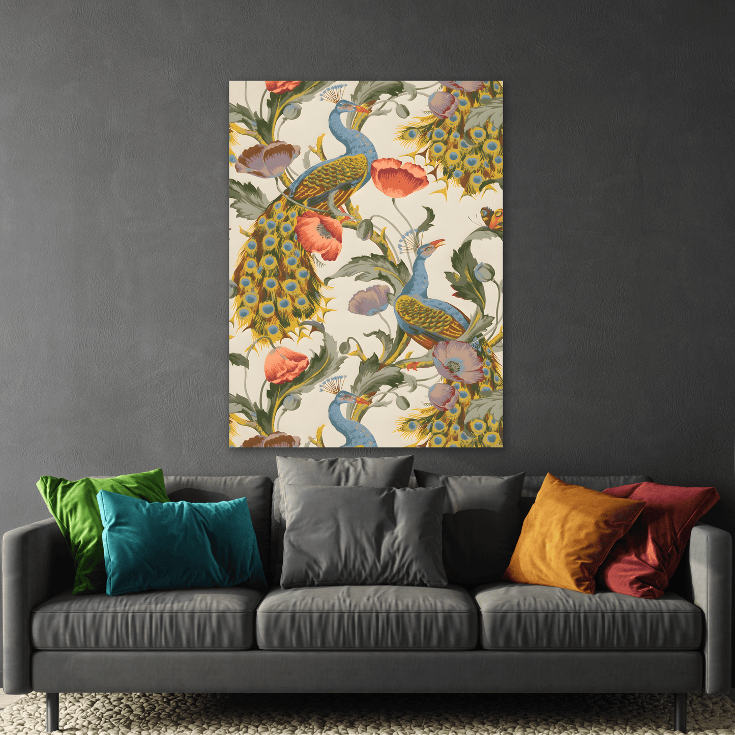 Indian Pichwai Vintage Floral Canvas Wall Art Print