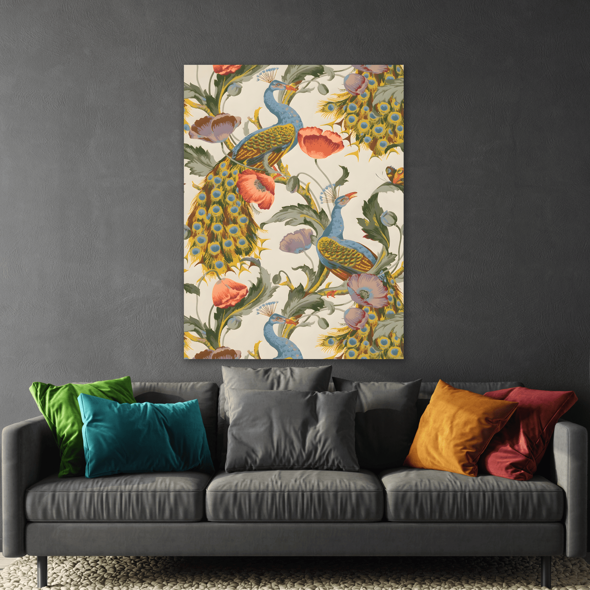 Indian Pichwai Vintage Floral Canvas Wall Art Print